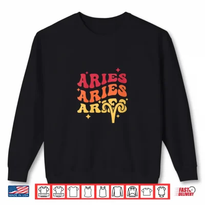 Sweatshirt Womens Aries Retro Groovy Shirt