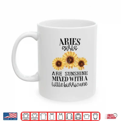 Mug Sunflower Sunshine Aries Funny Zodiac Sign Girls Graphic Shirt