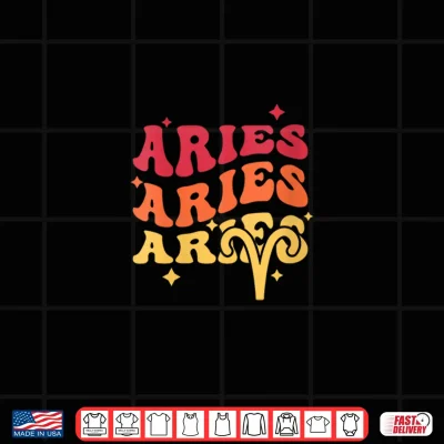 Design Womens Aries Retro Groovy Shirt