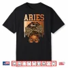 Aries Black Woman Leopard Messy Bun Melanin Girl Zodiac Shirt