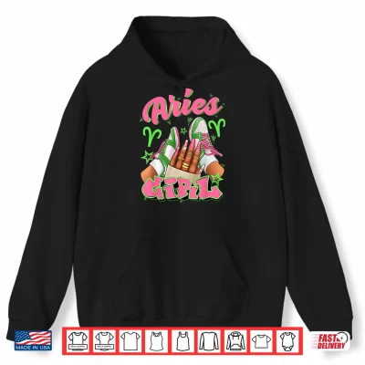 Hoodie Aries Girl Birthday Queen Sneakers Astrology Zodiac Shirt