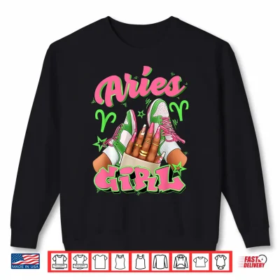 Sweatshirt Aries Girl Birthday Queen Sneakers Astrology Zodiac Shirt