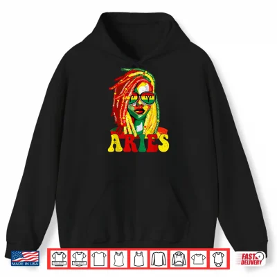 Hoodie Aries Queen Black Women Locd Girl Zodiac Sign Birthday Shirt
