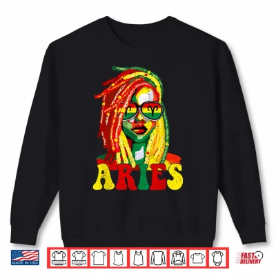 Sweatshirt Aries Queen Black Women Locd Girl Zodiac Sign Birthday Shirt