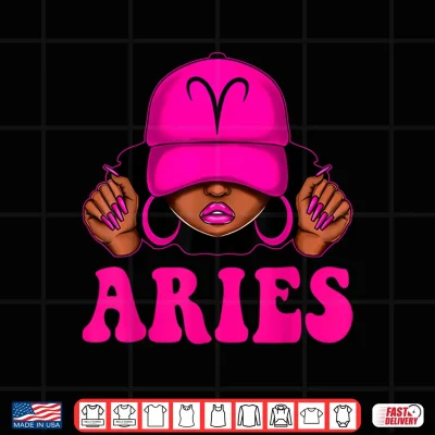 Design Aries Queen Sassy Black Woman Afro Girl Zodiac Birthday Shirt