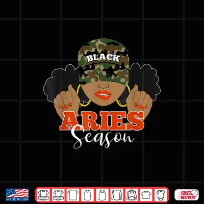 Design Aries Season Camo Hat Black Woman Birthday Shirt
