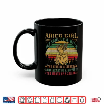 Mug Aries girl the soul of a witch mouth of a sailor Tshirt