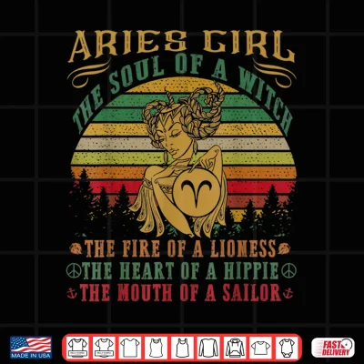 Design Aries girl the soul of a witch mouth of a sailor Tshirt