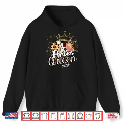 Leopard Aries Queen Zodiac Sign Butterfly Golden Crown Shirt 1 Hoodie Leopard Aries Queen Zodiac Sign Butterfly Golden Crown Shirt