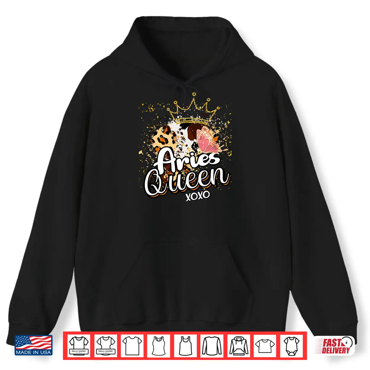 Leopard Aries Queen Zodiac Sign Butterfly Golden Crown Shirt Leopard Aries Queen Zodiac Sign Butterfly Golden Crown Shirt