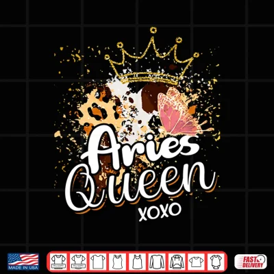 Leopard Aries Queen Zodiac Sign Butterfly Golden Crown Shirt 4 Design Leopard Aries Queen Zodiac Sign Butterfly Golden Crown Shirt