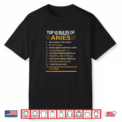 Top 10 Rules Of Aries Horoscope Zodiac Sign Men Women Shirt