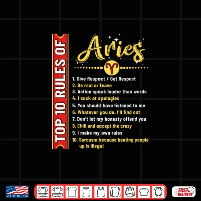 Design Womens Aries Shirt Top 10 Rules Of Aries Birthday Shirt
