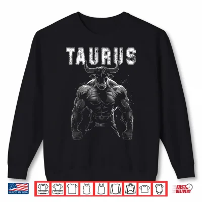 Sweatshirt Bull With Muscles Taurus Workout Gym Shirt
