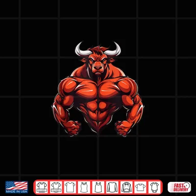 Design Bull Muscles Taurus Workout Gym Bodybuilding Shirt