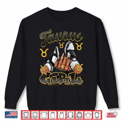 Taurus Girl Birthday Afro Queen Sneakers Zodiac Sign Shirt 2 Sweatshirt Taurus Girl Birthday Afro Queen Sneakers Zodiac Sign Shirt 1