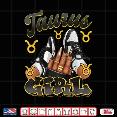 Taurus Girl Birthday Afro Queen Sneakers Zodiac Sign Shirt 4 Design Taurus Girl Birthday Afro Queen Sneakers Zodiac Sign Shirt 1