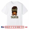 Afro Black Woman Messy Bun Camo Zodiac Taurus Queen Shirt