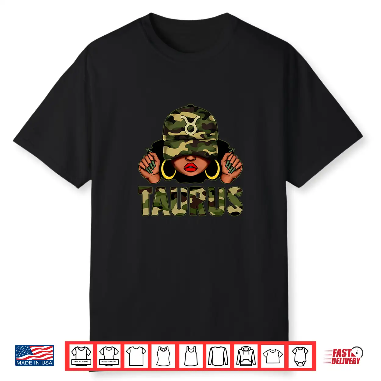 Taurus Queen Black Woman With Cap Camo Afro Girl Zodiac Shirt Taurus Queen Black Woman With Cap Camo Afro Girl Zodiac Shirt