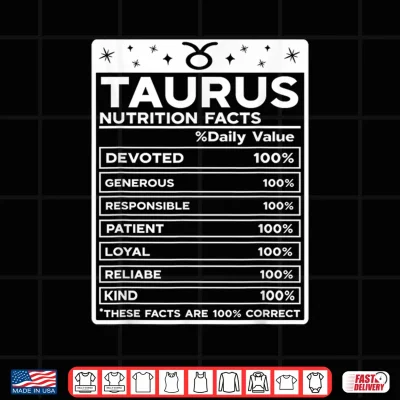 Design Taurus Nutritional Style Zodiac Design Taurus Shirt