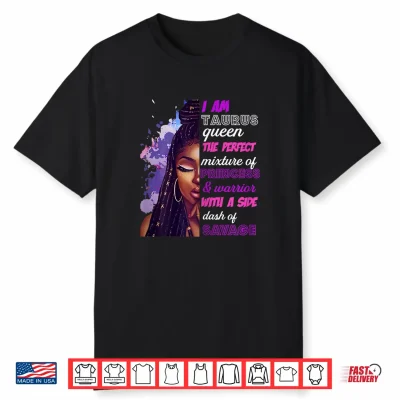 Womens Black Woman Princess And Warrior Taurus Girl April May Shirt