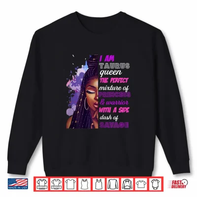 Sweatshirt Womens Black Woman Princess And Warrior Taurus GIrl April May Shirt