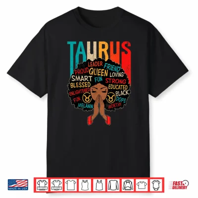 Taurus Queen Retro Afro Black Women Zodiac Sign Shirt