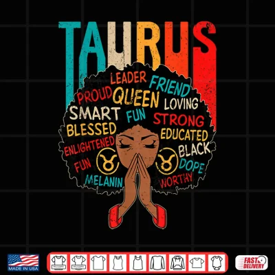 Design Taurus Queen Retro Afro Black Women Zodiac Sign Shirt