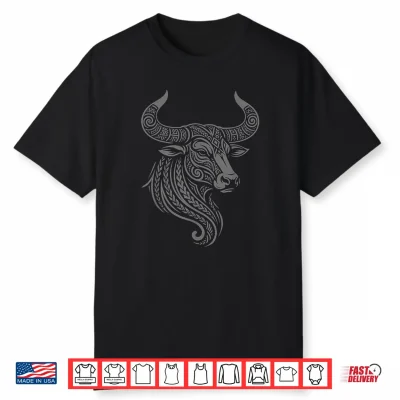 Taurus Zodiac Sign Tribal Tattoo Art Bull Horoscope Shirt