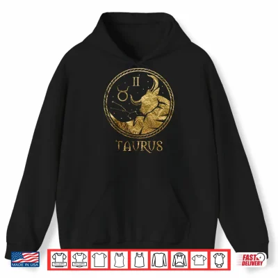 Hoodie Vintage Taurus Symbol Zodiac Sign April May Birthday Shirt