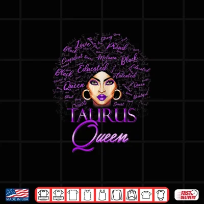 Design Womens Taurus Girl Womens Purple Queen Black Zodiac Birthday Shirt