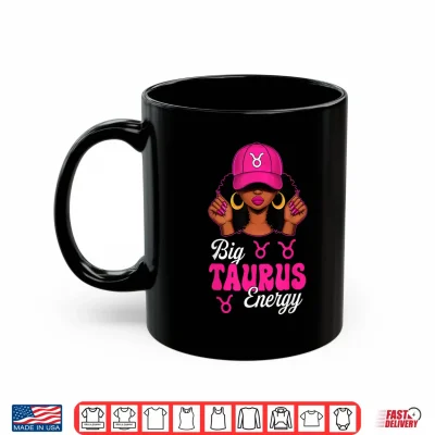Mug Big Taurus Energy Afro Pink Cap Black Culture Zodiac Shirt