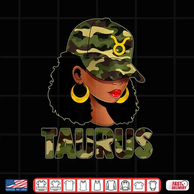 Design Taurus Queen Camouflage Black Culture Cap Zodiac Sign Shirt