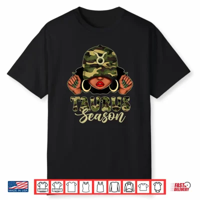 Taurus Season Afro Black Culture Camo Cap Zodiac Sign Shirt