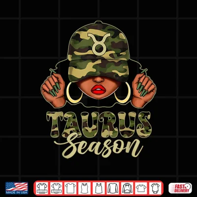 Design Taurus Season Afro Black Culture Camo Cap Zodiac Sign Shirt