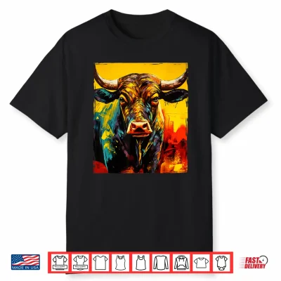 Bull Colorful Artwork   Taurus Head Animal Shirt
