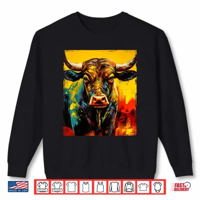 Sweatshirt Bull Colorful Artwork Taurus Head Animal Shirt