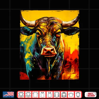Design Bull Colorful Artwork Taurus Head Animal Shirt
