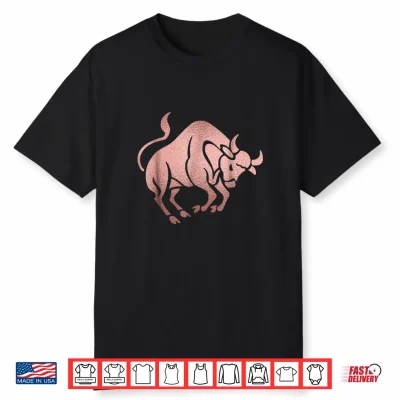 Rose Gold Taurus Bull Symbol Zodiac Star Sign Shirt