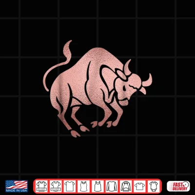 Design Rose Gold Taurus Bull Symbol Zodiac Star Sign Shirt