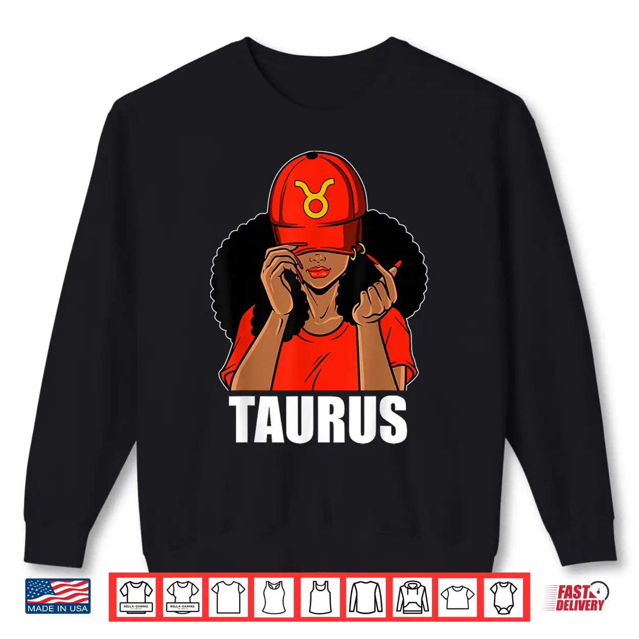 Taurus Black Girl Red Cap Afro Woman Black Queen Shirt Taurus Black Girl Red Cap Afro Woman Black Queen Shirt