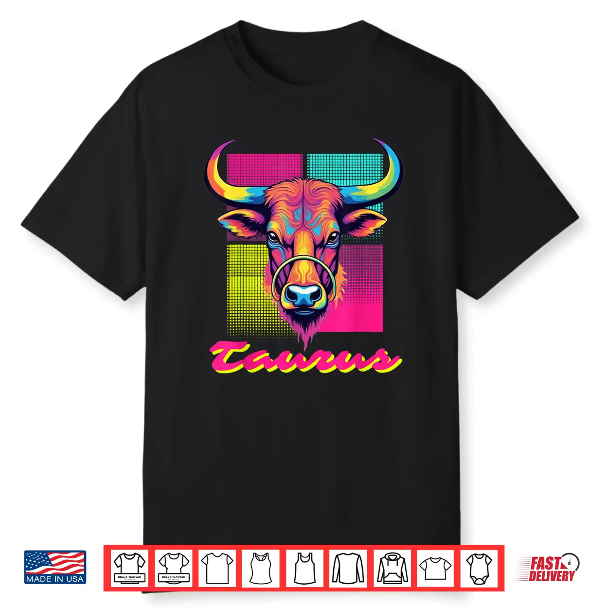 Taurus Bull Neon Retro 80S Vaporwave Zodiac Graphic Taurus Shirt Taurus Bull Neon Retro 80S Vaporwave Zodiac Graphic Taurus Shirt