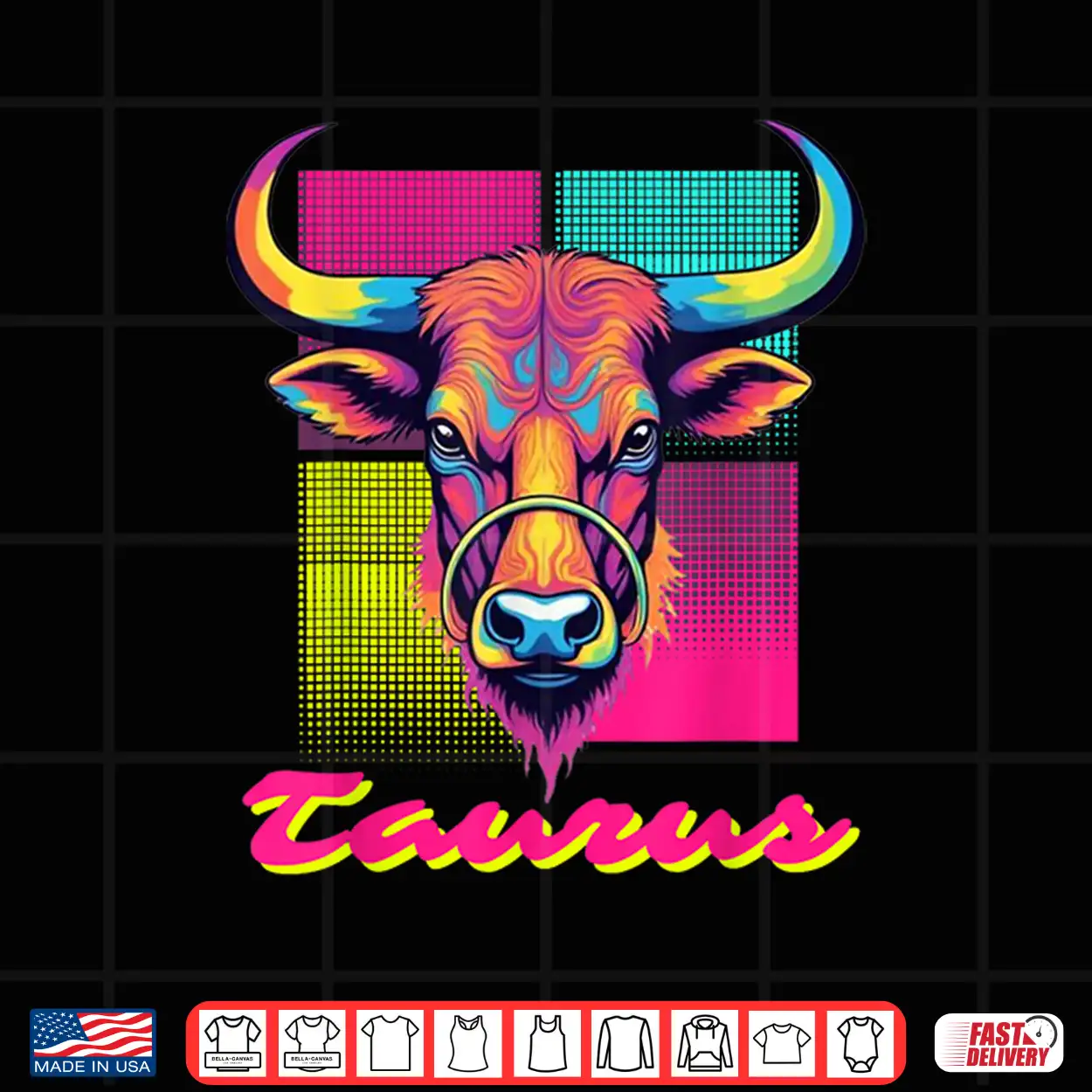 Taurus Bull Neon Retro 80S Vaporwave Zodiac Graphic Taurus Shirt Taurus Bull Neon Retro 80S Vaporwave Zodiac Graphic Taurus Shirt