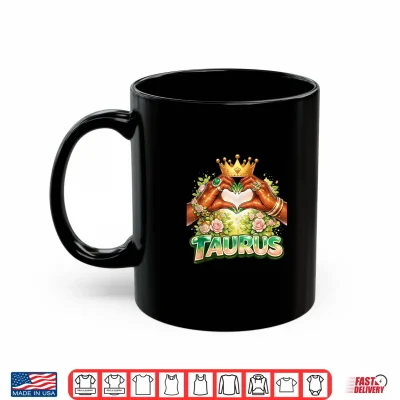 Mug Taurus Queen Black Woman with Green Flowers Afro Girl Zodiac Shirt