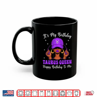 Mug Taurus Queen Black Women Purple Cap Afro Girl Birthday Shirt