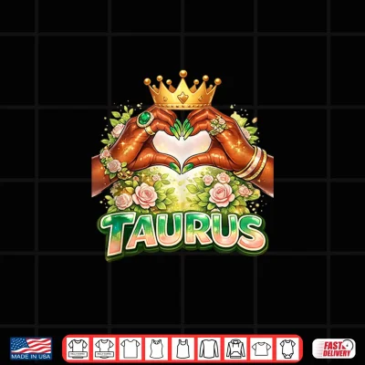Design Taurus Queen Black Woman with Green Flowers Afro Girl Zodiac Shirt