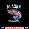Alaska Salmon Fish Usa Flag Fishing Patriotic Souvenir Shirt