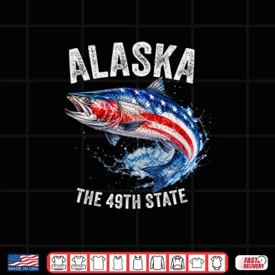 Alaska Salmon Fish Usa Flag Fishing Patriotic Souvenir Shirt