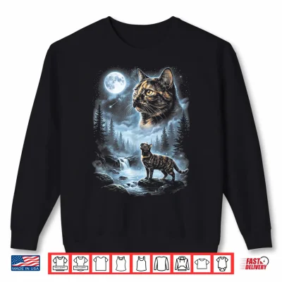 Sweatshirt Tortoiseshell Cat Howling At The Moon 90s Retro Vintage Shirt 1