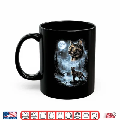 Mug Tortoiseshell Cat Howling At The Moon 90s Retro Vintage Shirt 1